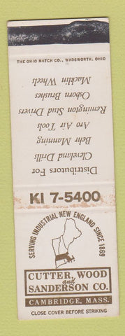 Matchbook Cover - Cutter Wood and Sanderson Cambridge MA SAMPLE WEAR