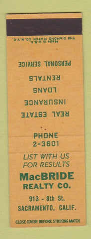 Matchbook Cover - MacBridge Real Estate Sacramento CA SAMPLE
