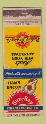 Matchbook Cover - Sun Ray Hams Baon Pinkney Packing WORN