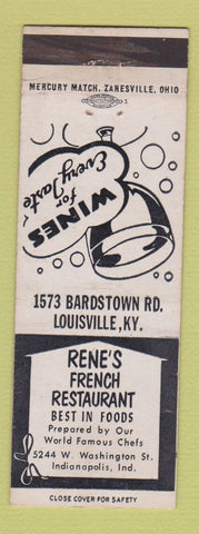 Matchbook Cover - Rene's French Restaurant Indianapolis IN