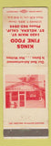 Matchbook Cover - Kings Fine Food St Helena CA WEAR