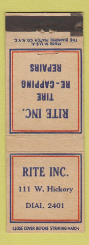 Matchbook Cover - Rite Way Tire Repair