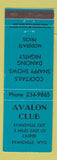 Matchbook Cover - Avalon Club Evansville WY