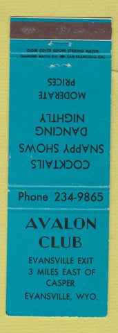 Matchbook Cover - Avalon Club Evansville WY