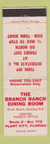 Matchbook Cover - The Branch Ranch Dining Room Plant City FL