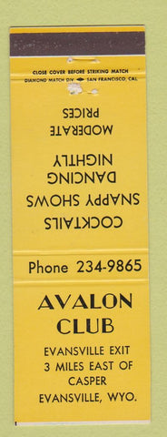 Matchbook Cover - Avalon Club Evansville WY