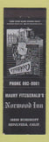 Matchbook Cover - Maury Fitzgerald's Norwood Inn Sepulveda CA