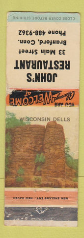 Matchbook Cover - John's Restaurant Branford CT WORN