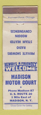 Matchbook Cover - Madison Motor Court Madison NY WORN