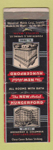 Matchbook Cover - New Hotel Hungerford Portland OR Seattle WA WEAR