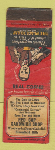 Matchbook Cover - Red Cap Sandwich Shop Bloomfield Hills MI WORN