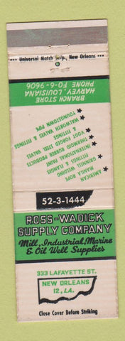 Matchbook Cover - Ross Wadick Supply Rope Welding Fittings New Orleans LA