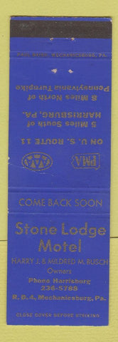 Matchbook Cover - Stone Lodge Motel Mechanicsburg PA WEAR