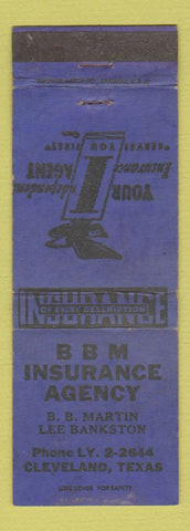Matchbook Cover - BBM Insurance Agency Cleveland TX