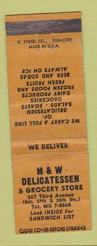Matchbook Cover - M&M Deli Grocery WORN