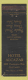 Matchbook Cover - Hotel Alcazar Chicago IL