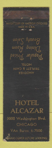 Matchbook Cover - Hotel Alcazar Chicago IL