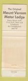 Matchbook Cover - Mount Vernon Motor Lodge West Palm Beach FL WEAR