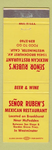 Matchbook Cover - Senor Ruben's Mexican Restaurant Westminster CA