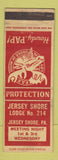 Matchbook Cover - Moose Lodge Jersey Shore PA WEAR