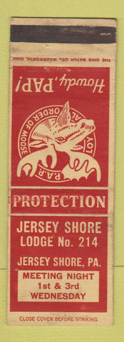 Matchbook Cover - Moose Lodge Jersey Shore PA WEAR