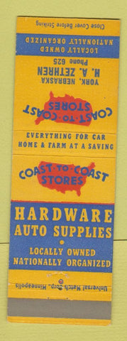 Matchbook Cover - Coast to Coast Hardware York NE HA Zethren