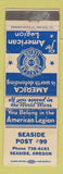 Matchbook Cover - American Legion Seaside OR WEAR