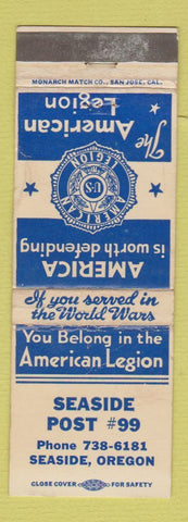 Matchbook Cover - American Legion Seaside OR WEAR