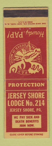 Matchbook Cover - Moose Lodge Jersey Shore PA