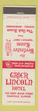 Matchbook Cover - Grier Lincoln Hotel Danville IL