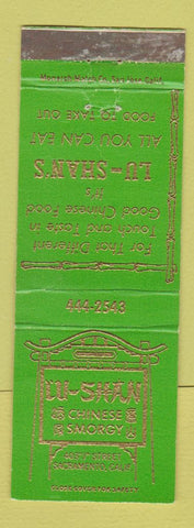 Matchbook Cover - Lu Shan Chinese Restaurant Sacramento CA
