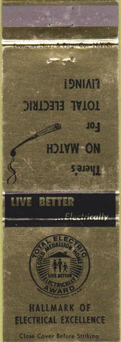 Matchbook Cover - Total Electric Award Electricity Power