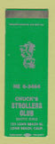 Matchbook Cover - Chuck Strollers Club Long Beach CA hula girlie SAMPLE