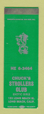 Matchbook Cover - Chuck Strollers Club Long Beach CA hula girlie SAMPLE