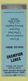 Matchbook Cover - Chamion Lanes Bowling Garden Grove CA SAMPLE WEAR