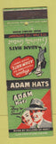 Matchbook Cover - Adam Hats Celebrity