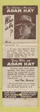Matchbook Cover - Adam Hats Celebrity