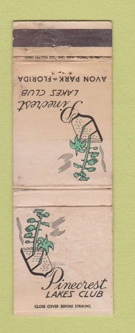 Matchbook Cover - Pinecrest Lakes Club Avon Park FL WORN
