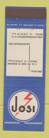 Matchbook Cover - Josi Assurances Verzekeringen Belgium Brussels