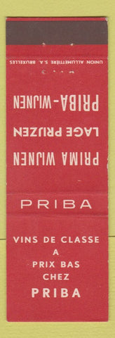 Matchbook Cover - Priba Wines Belgium