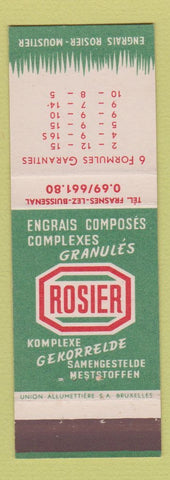 Matchbook Cover - Rosier Granules Fertilizer Belgium