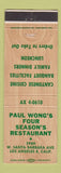 Matchbook Cover - Paul Wong's Four Season's Restaurant Los Angeles CA WEAR