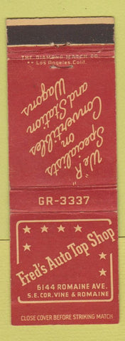 Matchbook Cover - Fred's Auto Top Shop Los Angeles CA