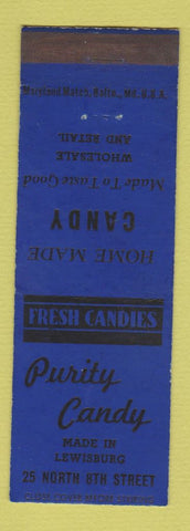 Matchbook Cover - Purity Candy Lewisburg PA