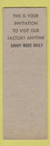 Matchbook Cover - Purity Candy Lewisburg PA