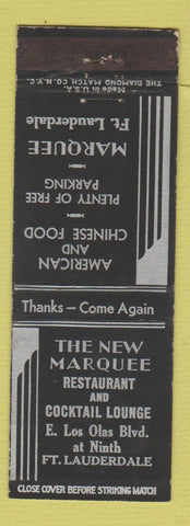 Matchbook Cover - New Marquee Restaurant Fort Lauderdale FL