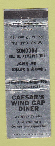 Matchbook Cover - Caesar's Wind Gap Diner PA WEAR