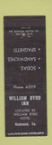 Matchbook Cover - William Byrd Inn Richmond VA