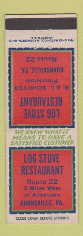 Matchbook Cover - Log Stove Restaurant Kuhnsville PA