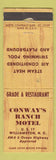 Matchbook Cover - Conway's Ranch Motel Williamston NC